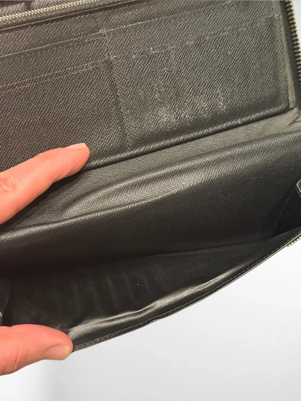 Louis Vuitton Damier Graphite Zip Around Long Wallet Black Gray Made in Spain